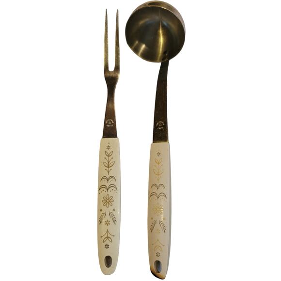 Vintage 1960s Ekco Flint Arrowhead Harvest Wheat Stainless Utensils Fork Ladle - Picture 1 of 8